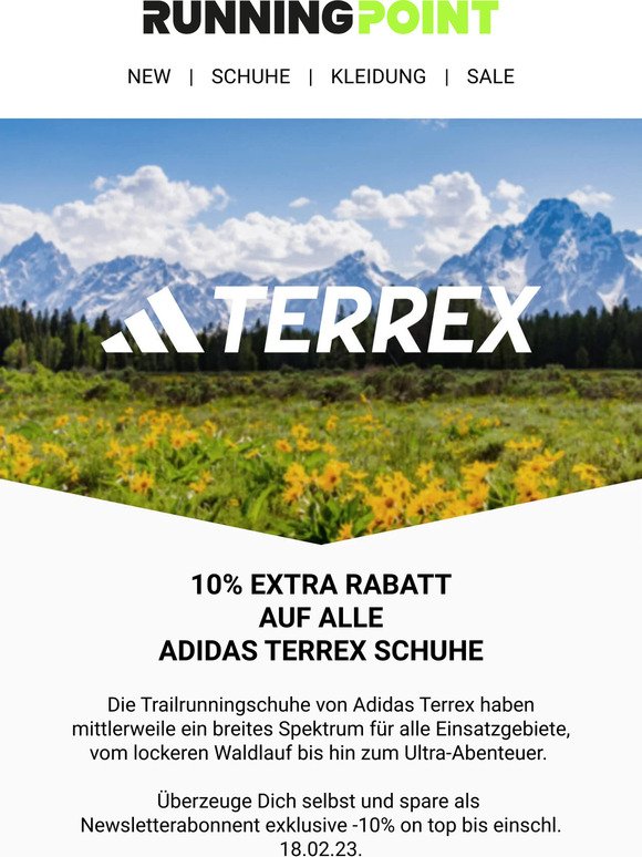 Spare -10% on top auf alle Adidas Terrex-Schuhe