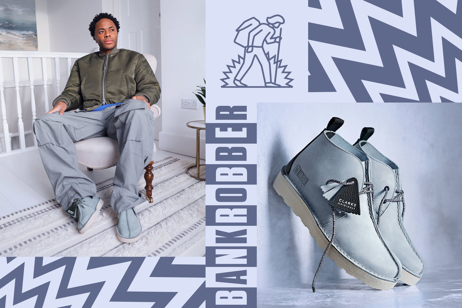 image of Raheem Sterling wearing originals shoes Desert Trek Hi FTRE linking to product page