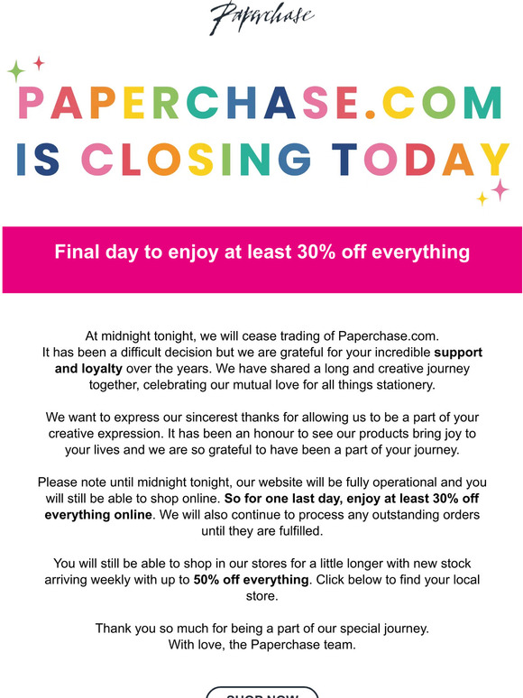 It's time to say farewell to Paperchase.com