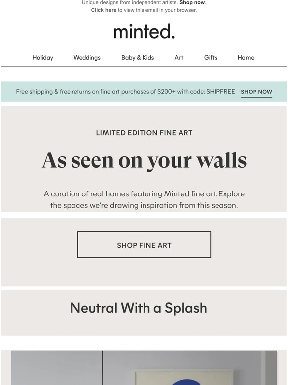 Minted Fine art, styled by you Milled