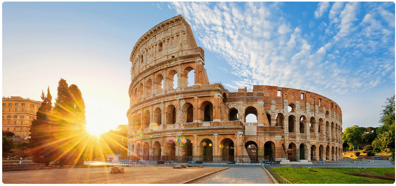 The Colosseum in Rome. View cruises to Europe.