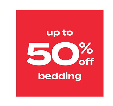 up to 50% off bedding