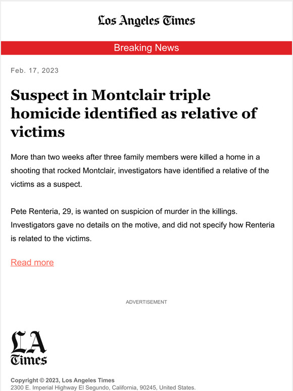 Los Angeles Times Breaking News Suspect In Montclair Triple Homicide Identified As Relative Of 7544