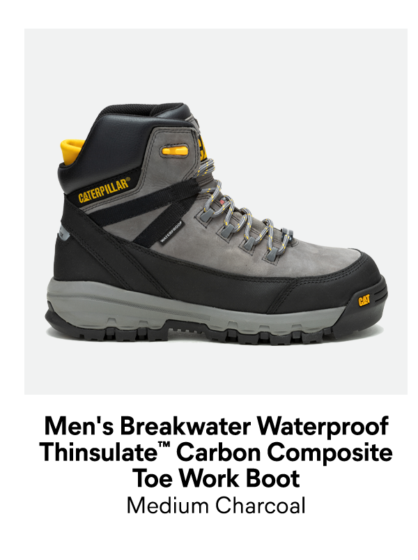 CAT - Men's Breakwater Waterproof Thinsulate™ Carbon Composite Toe Work Boot - Medium Charcoal