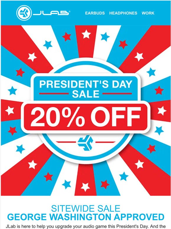 20% Off Presidents Day sale: No wigs required