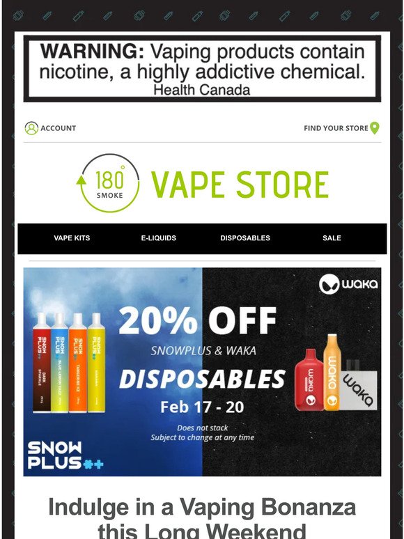 🎉 Long Weekend Sale: 20% off Select Disposables 🛍️