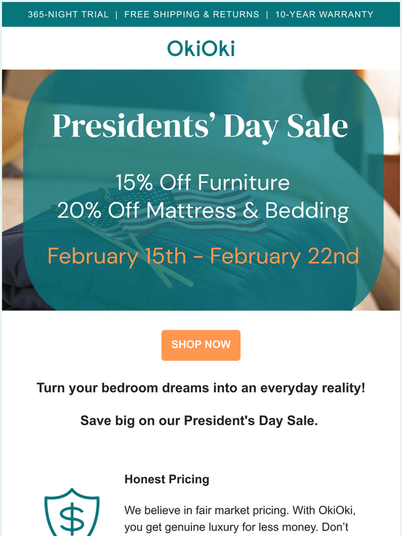 SHOP OUR PRESIDENT'S DAY SALE NOW!