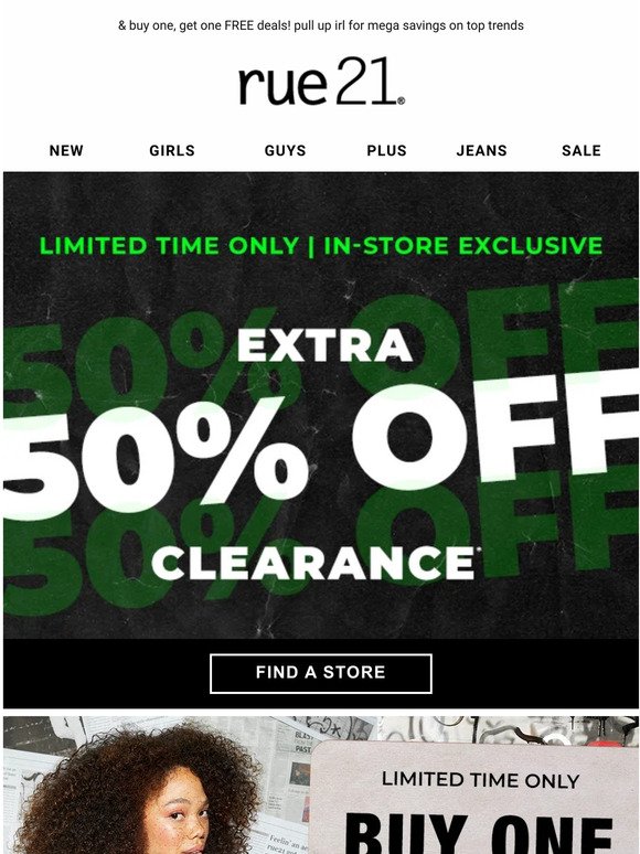 EXTRA 50% off sooo many styles in-store
