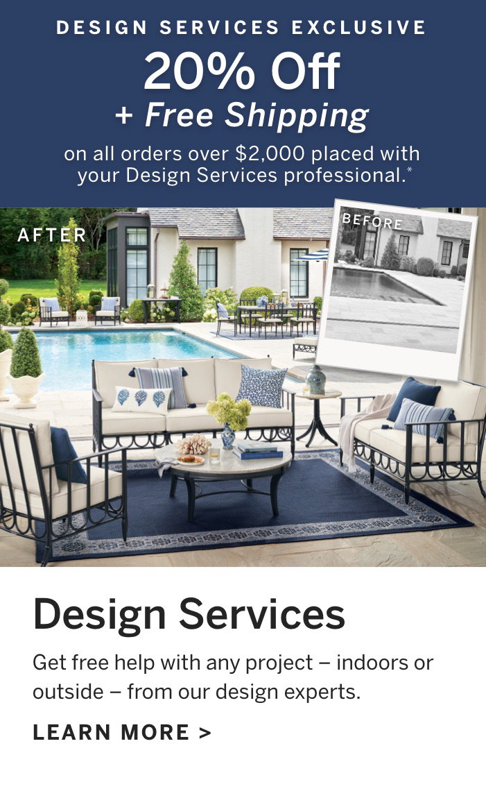 Frontgate Design Services Exclusive 20 off + FREE shipping on your