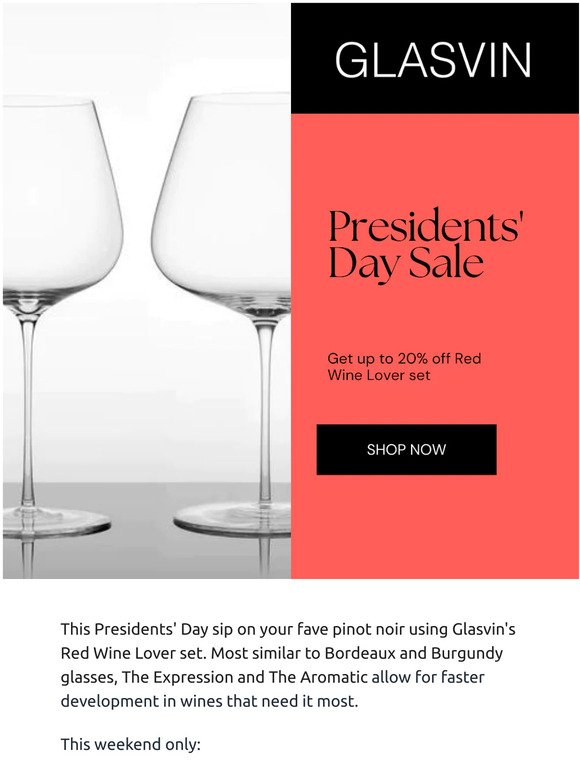 Presidents' Day is Here! Get up to 20% off the Red Wine Lover Set