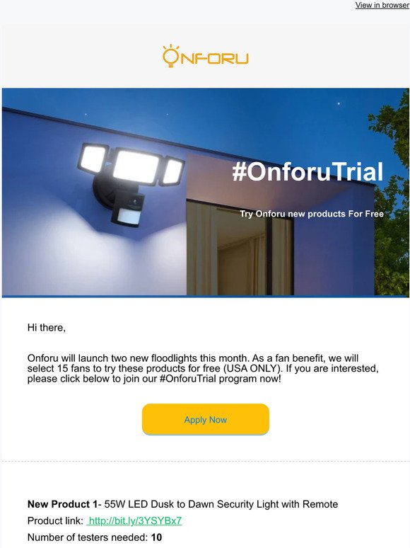 Join #OnforuTrial Program Now--Try Onforu New Products For Free