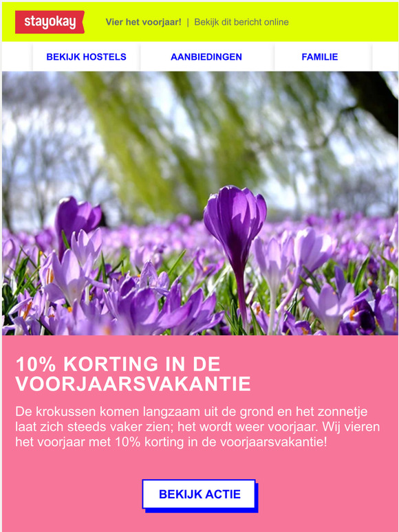 Vier het voorjaar: 10% korting in de voorjaarsvakantie!