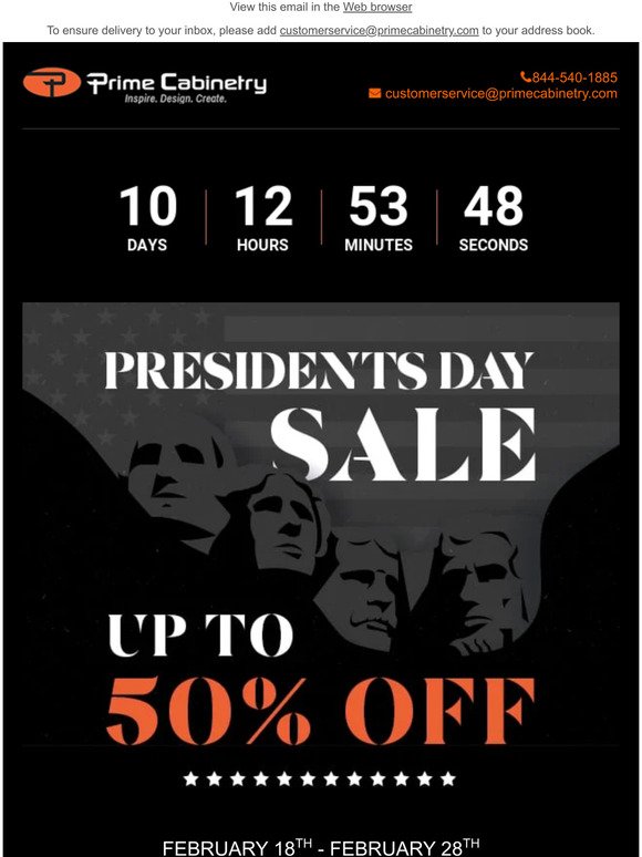 Presidents Day Sale! Get Up To 50% Off Now!