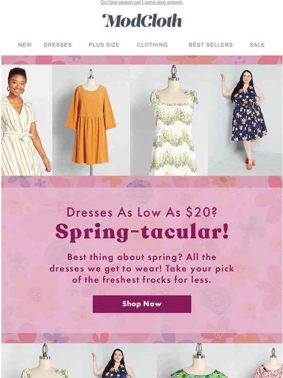 Bring on spring! $20 dresses are here.