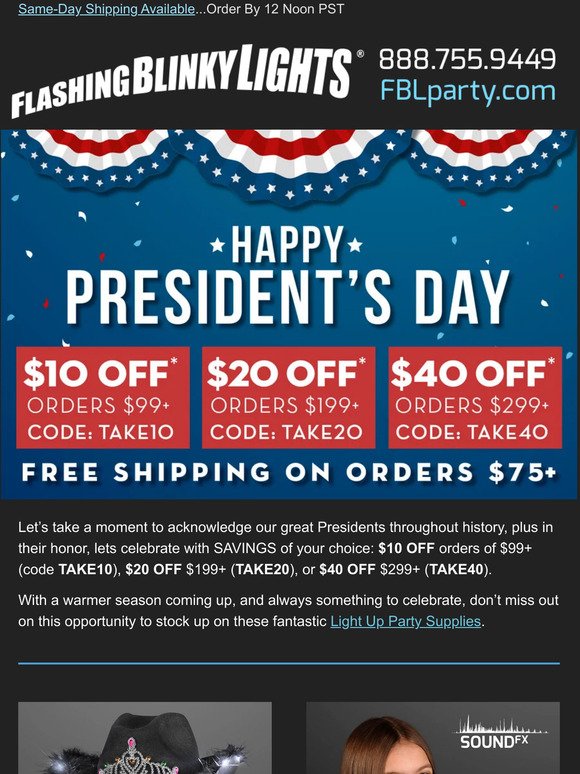 On Sale for President's Day!