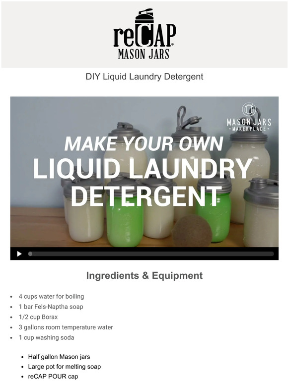masonjars DIY Liquid Laundry Detergent 🙌 Milled