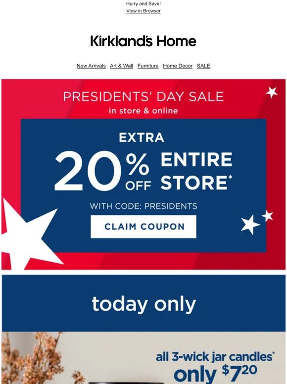Presidents' Day Weekend Savings | Extra 20% OFF Entire Store!