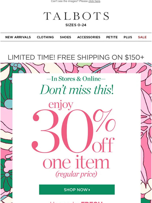 Think PINK & NAVY + 30% off 1 new style