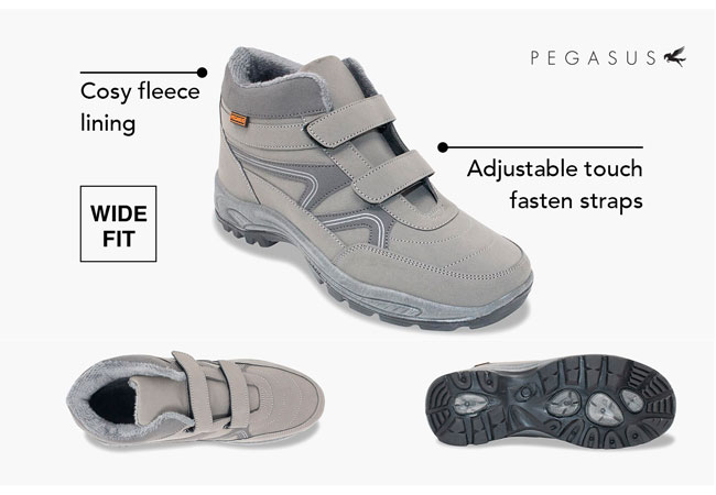 Men's Pegasus Touch Fasten Wide Fit Fleece Lined Walking Boot