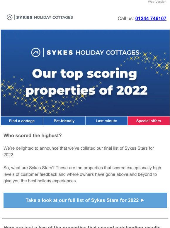 Sykes Cottages We reveal the properties you scored the highest in 2022