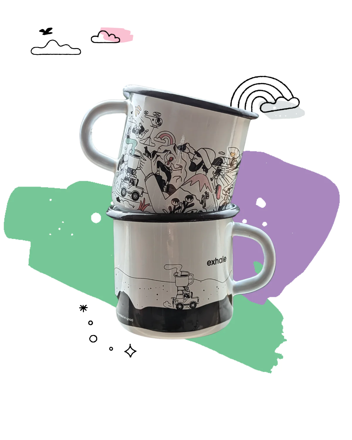 Image of Exhale Hand Printed Enamel Mug