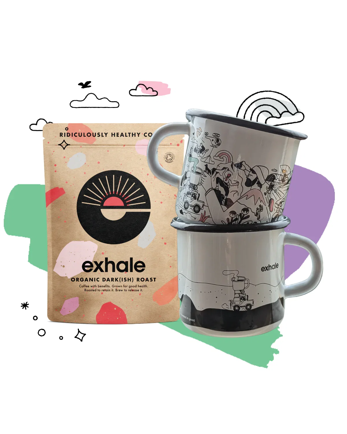 Image of Enamel mug + 1 bag of coffee (save 10%)