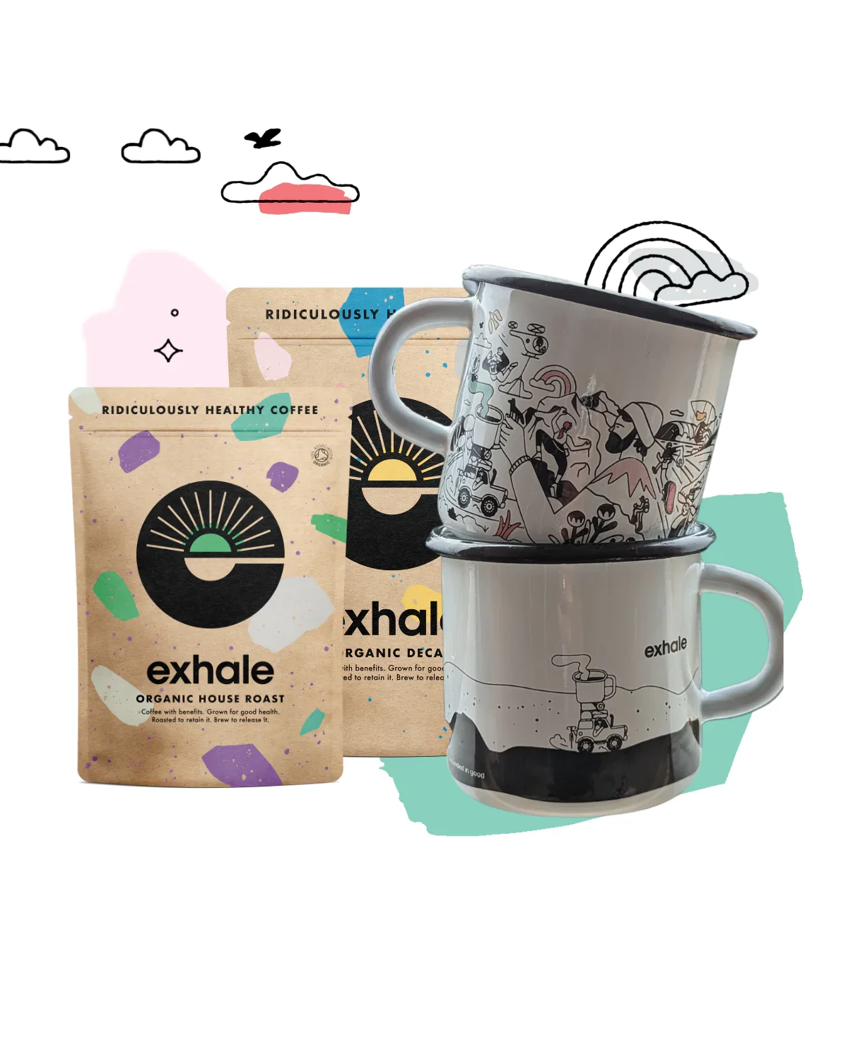 Image of Enamel mug + 2 bags of coffee (save 12%)