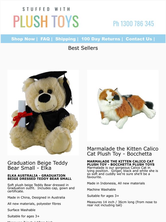 Best selling plush toys - we have the largest range of soft toys that you will find