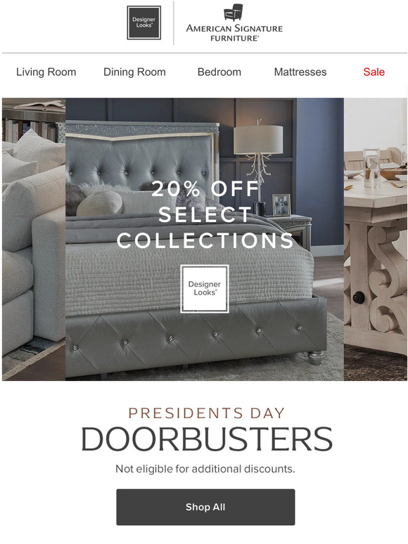 American Signature Furniture 20 off Doorbusters ends tomorrow! Milled