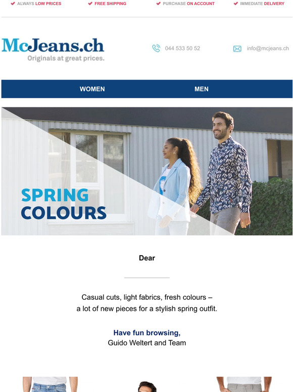 🌷 Spring colours at McJeans.ch + free shipping 