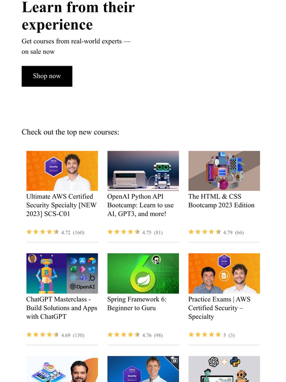 Shop our latest courses from real-world experts and save.