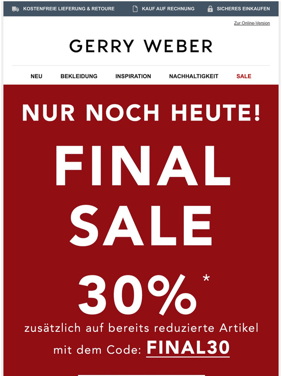 Nur noch heute 30% on top auf SALE!