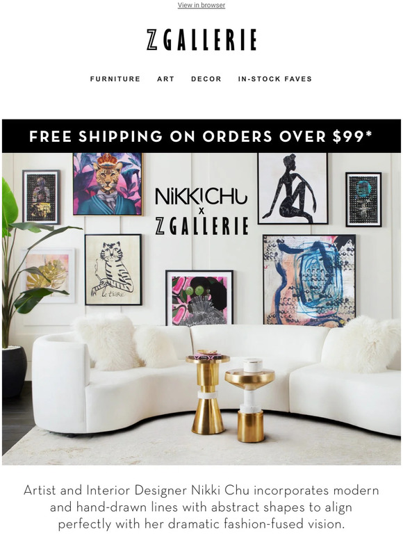 Z GALLERIE Now Featuring The Nikki Chu Collection & Free Shipping On