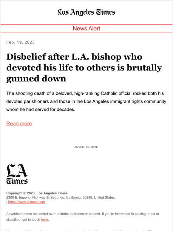 Los Angeles Times: Disbelief After L.A. Bishop Who Devoted His Life To ...