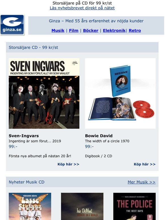 Sven-Ingvars & David Bowie 99 kr/st | Musiknyheter från Ginza