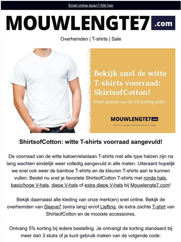 Nieuwe voorraad witte ShirtsofCotton T-shirts!