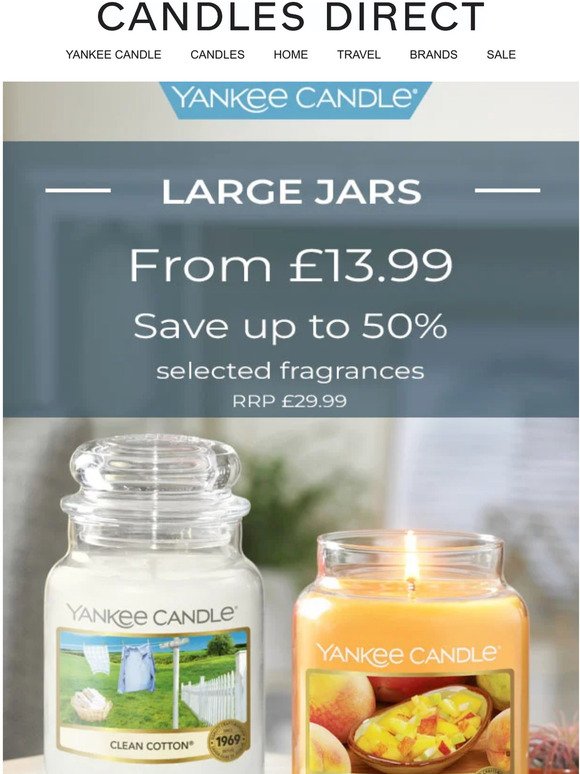 Yankee Candle Large Jars From £13.99 | RRP £29.99