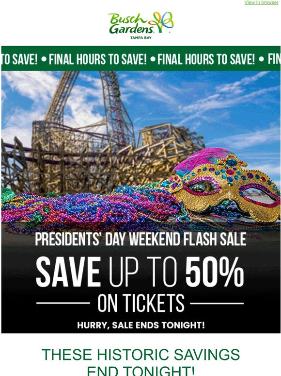 —, ONLY HOURS LEFT - Flash Sale: Save up to 50% on Tickets!