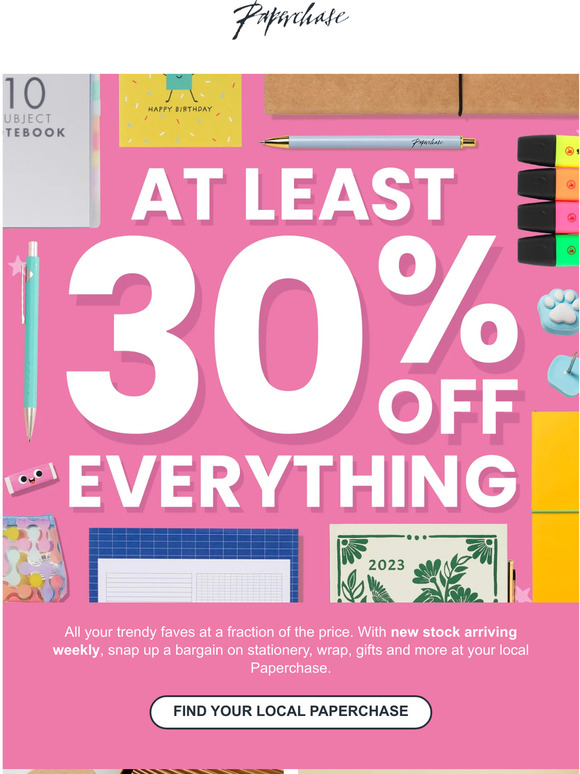 Head to your local Paperchase for at least 30% off everything