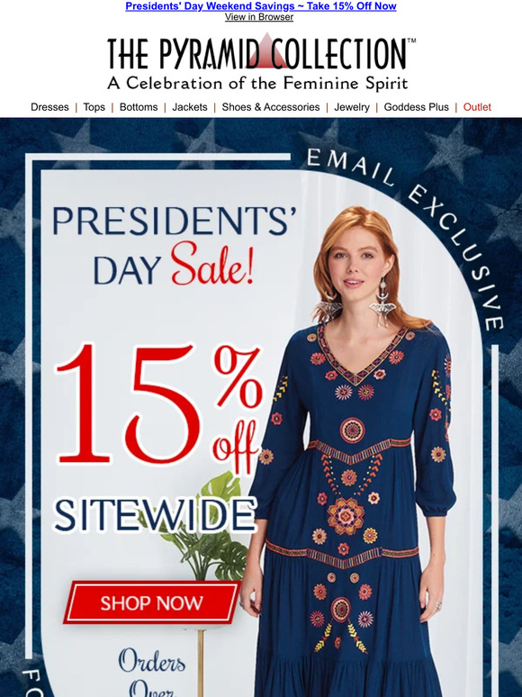 The Sale Event of the Season ~ Save 15% Now ~ It's Presidents' Day