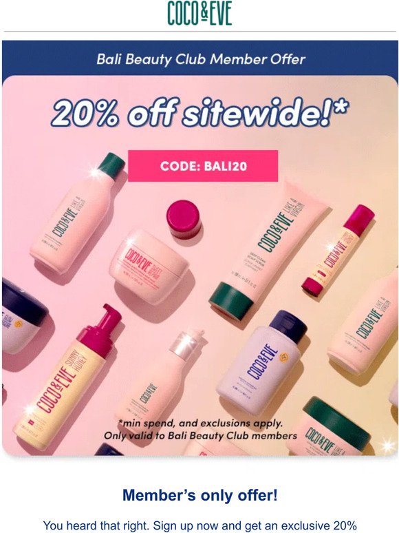 Sign up for 20% off SITEWIDE