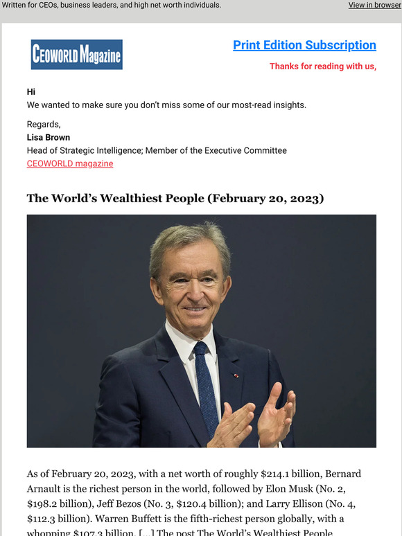 CEOWORLD Magazine: The World’s Wealthiest People (February 20, 2023 ...