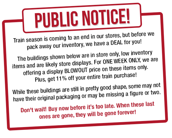 Public Notice! Display Blowout!