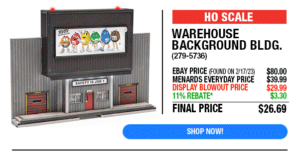 HO Scale Warehouse Background Building (SKU# 279-5736)