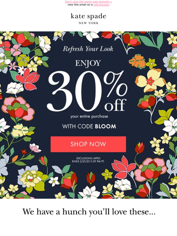 Kate Spade New York A rare treat! Redeem code BLOOM soon Milled