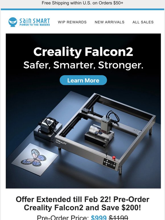 Extended: $200 OFF Creality Falcon2 Laser!
