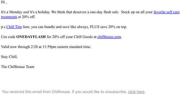 20% off for one day only!