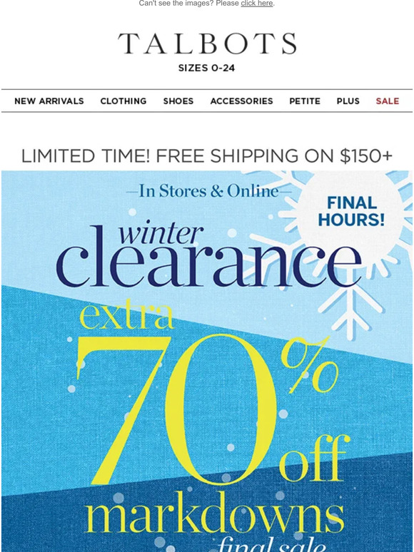 ⏳ FINAL HOURS to shop 70% off CLEARANCE