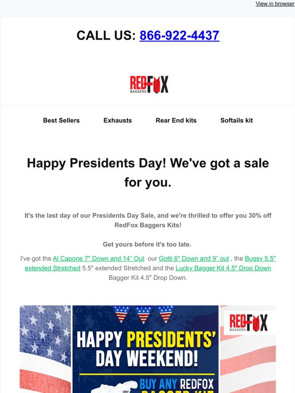 It's the last day of our Presidents Day Sale, and we're thrilled to offer you 30% off RedFox Baggers!