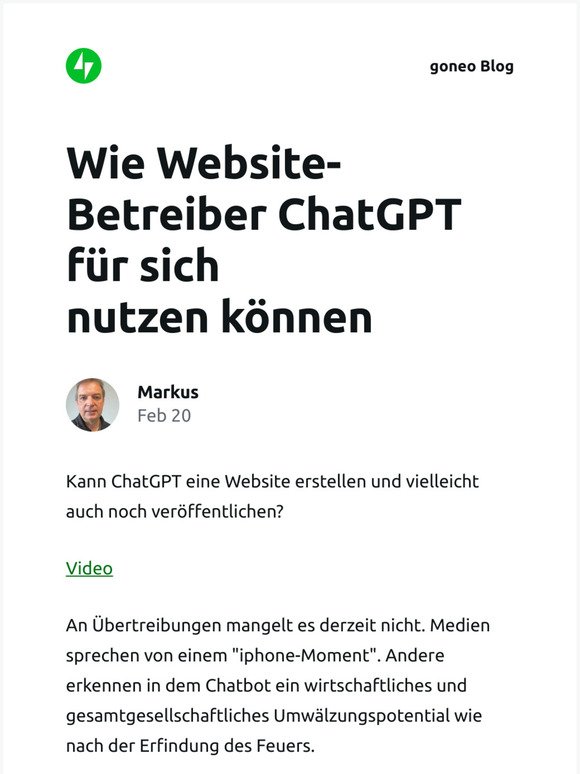 [Neuer Eintrag] Wie Website-Betreiber ChatGPT für sich nutzen können